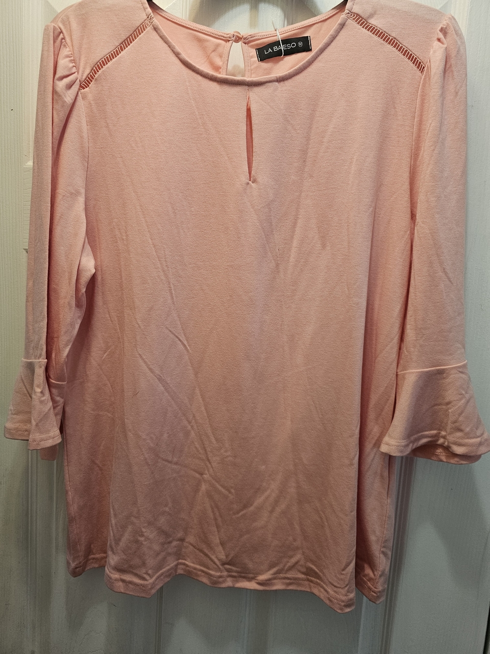 New Pink Women's Blouse – Soft Keyhole Neck Top